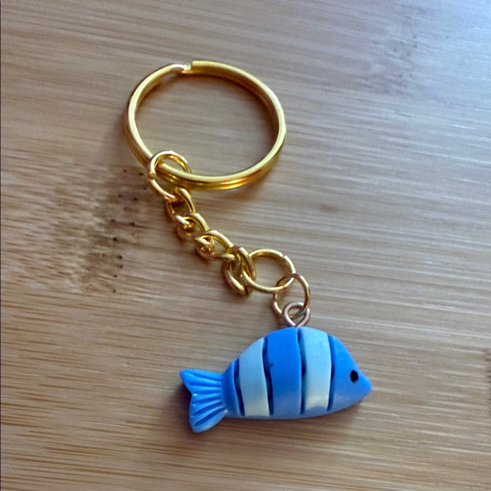 Blue and Gold Fish Keychain